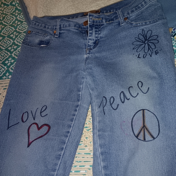 Forever 21~Retro 70's Wide Leg Bohemian Denim Jeans Low Rise - Picture 7 of 16